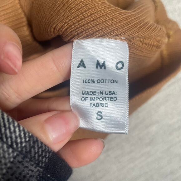 Amo Women's Puff Sleeve Ribbed Turtleneck Top in Sepia Small 100% Cotton Tan - Picture 4 of 5